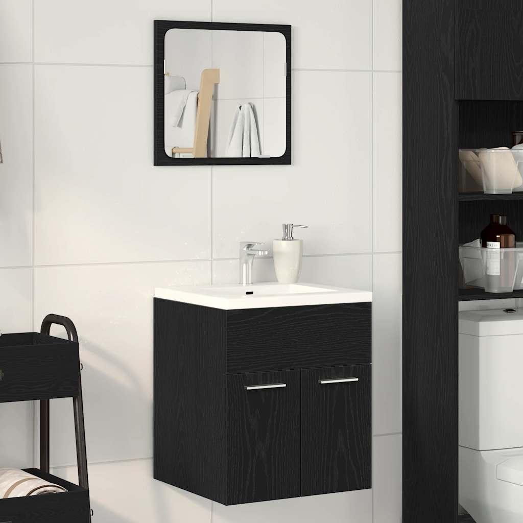 Set Mobili da Bagno 2 pz Rovere Nero in Legno Multistrato | homemem39