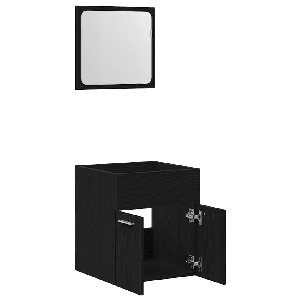 Set Mobili da Bagno 2 pz Rovere Nero in Legno Multistrato | homemem39