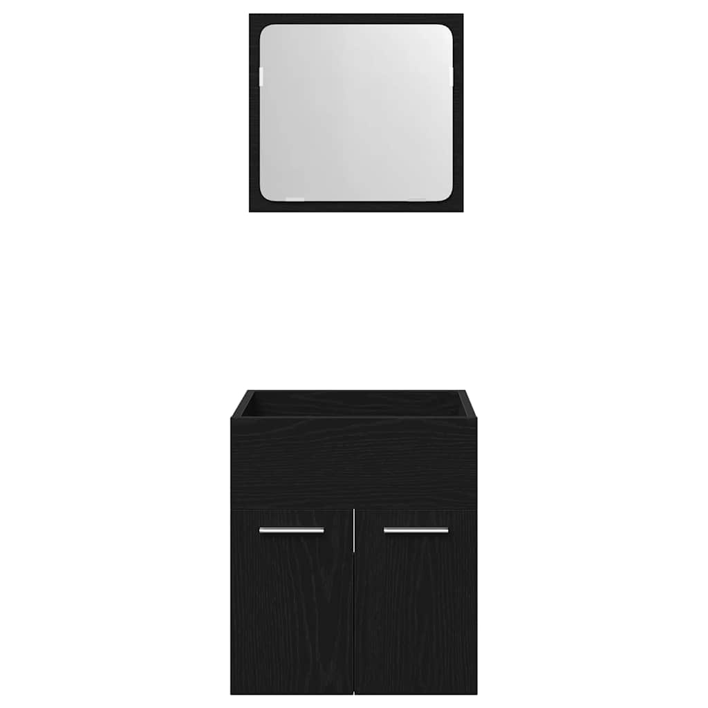 Set Mobili da Bagno 2 pz Rovere Nero in Legno Multistrato | homemem39