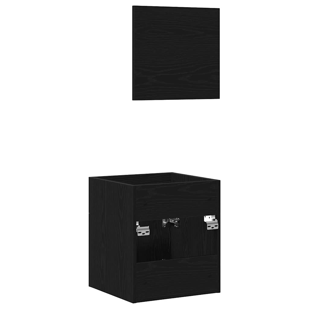 Set Mobili da Bagno 2 pz Rovere Nero in Legno Multistrato