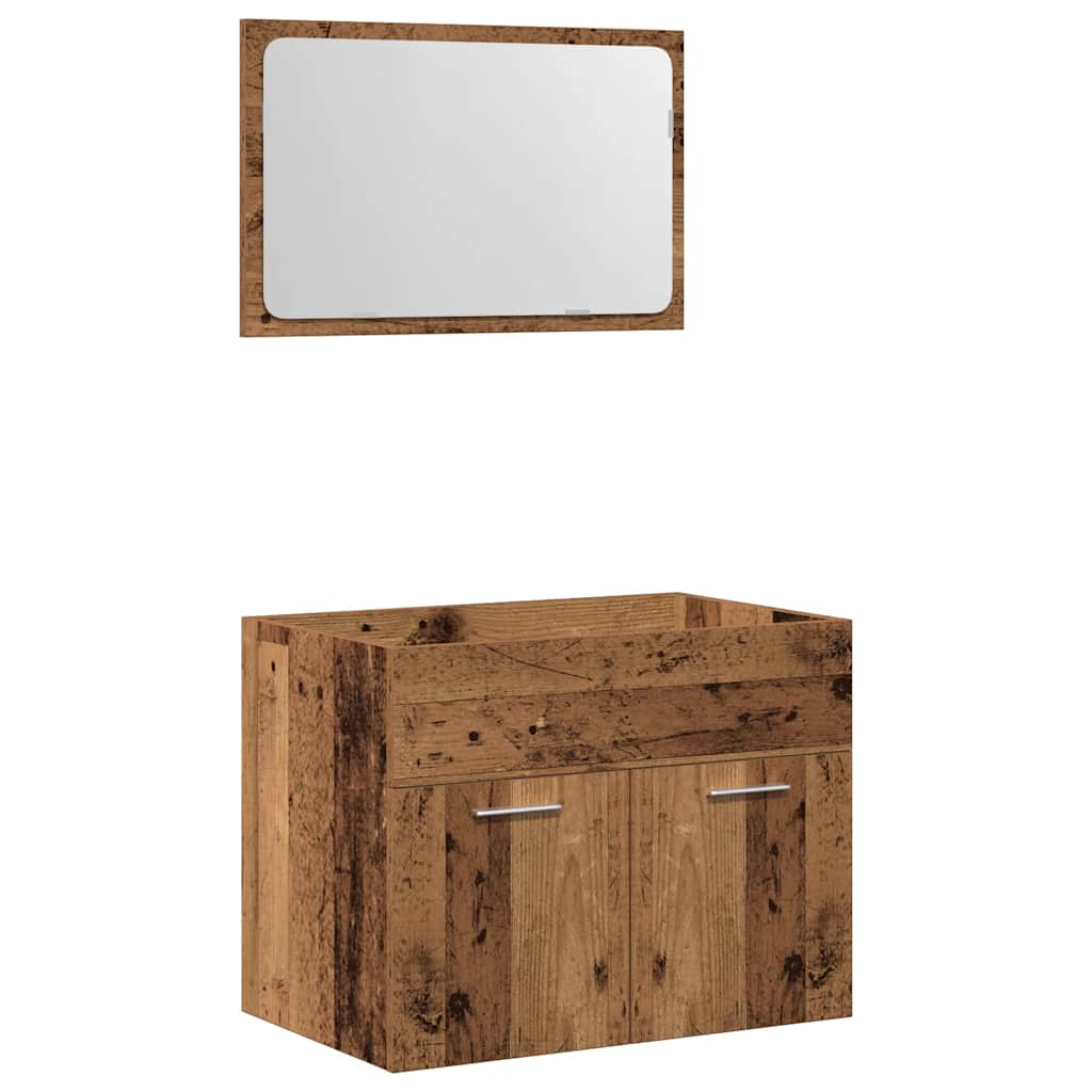 Set Mobili da Bagno 2 pz Legno Antico in Legno Multistrato