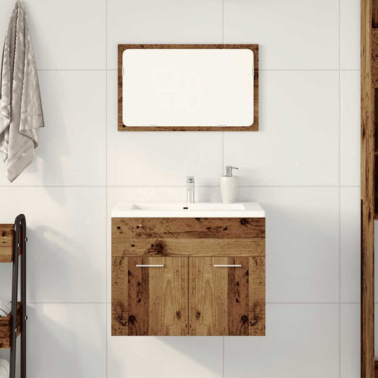 Set Mobili da Bagno 2 pz Legno Antico in Legno Multistrato