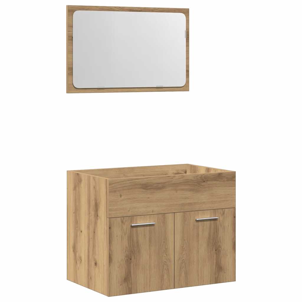 Set Mobili da Bagno 2 pz Rovere Artigianale Legno Multistrato