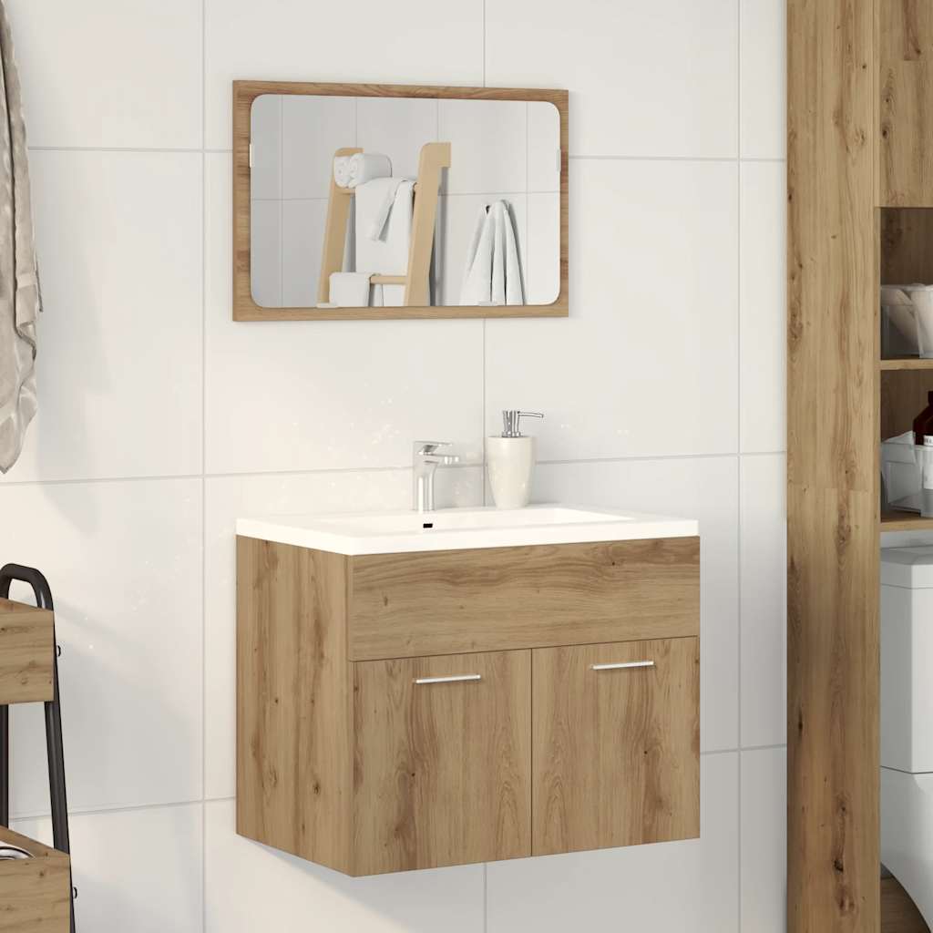 Set Mobili da Bagno 2 pz Rovere Artigianale Legno Multistrato