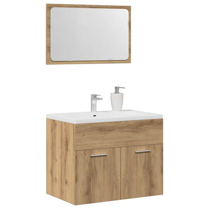 Set Mobili da Bagno 2 pz Rovere Artigianale Legno Multistrato