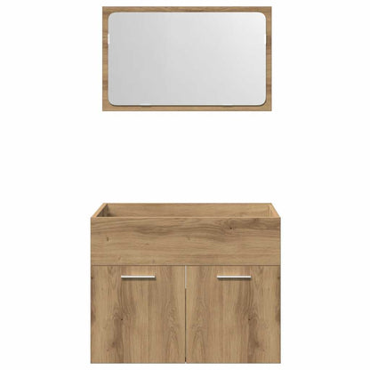 Set Mobili da Bagno 2 pz Rovere Artigianale Legno Multistrato