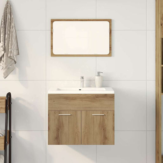 Set Mobili da Bagno 2 pz Rovere Artigianale Legno Multistrato | homemem39