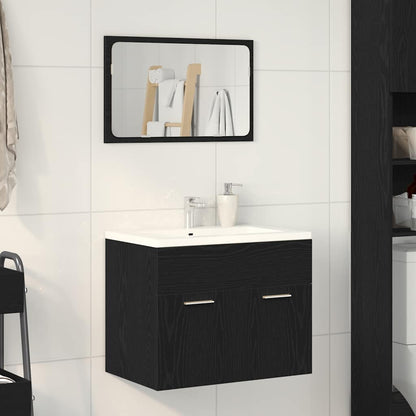 Set Mobili da Bagno 2 pz Rovere Nero in Legno Multistrato