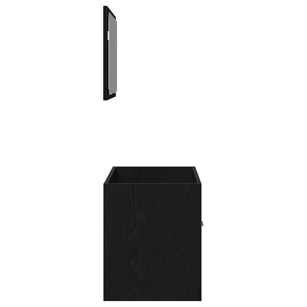 Set Mobili da Bagno 2 pz Rovere Nero in Legno Multistrato