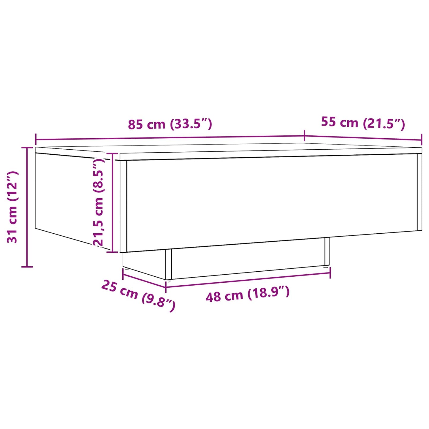 Tavolino da salotto Rovere Nero 85 x 55 x 31 cm | homemem39