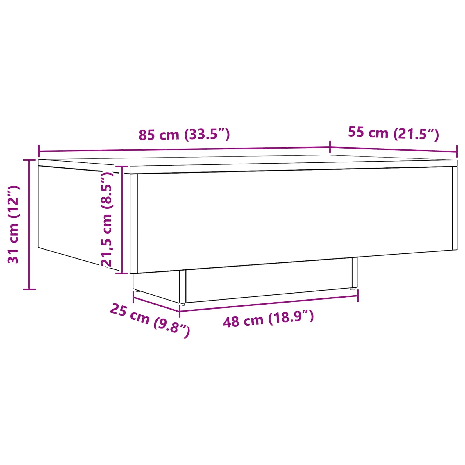 Tavolino da salotto Rovere Nero 85 x 55 x 31 cm | homemem39
