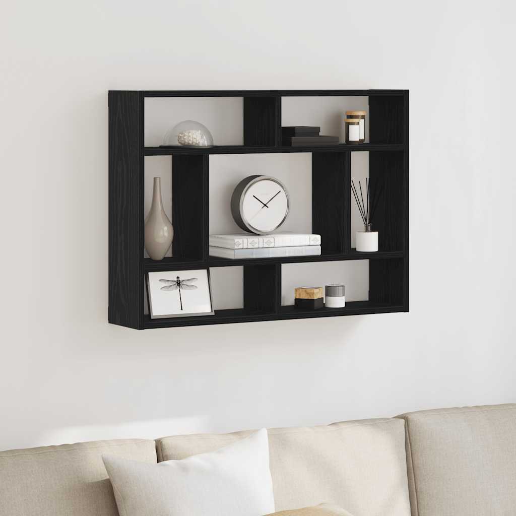 Mensola da parete in rovere nero 75x16x55 cm in legno ingegnerizzato | homemem39