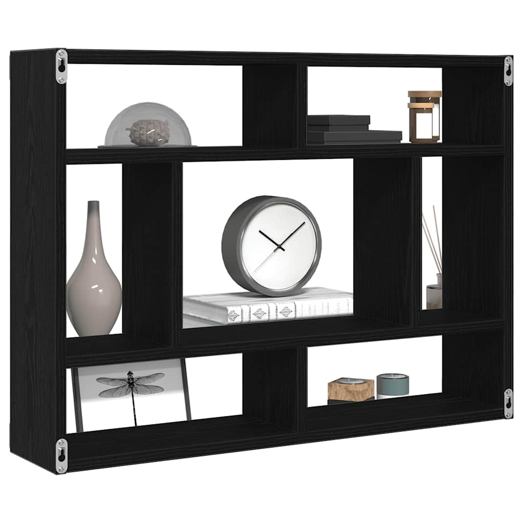 Mensola da parete in rovere nero 75x16x55 cm