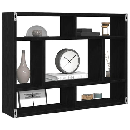 Mensola da parete in rovere nero 75x16x55 cm