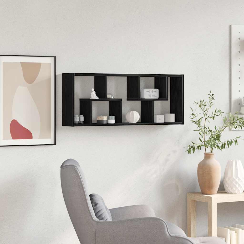 Mensola da parete in rovere nero 36x16x90 cm in legno ingegnerizzato | homemem39