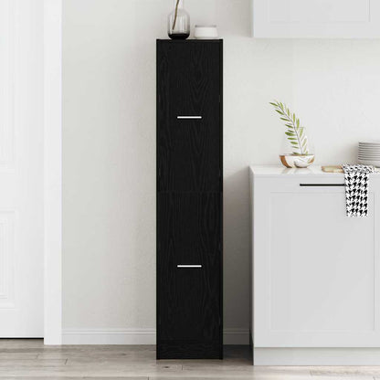 Mobiletto da Farmacia Rovere Nero 30x41x144,5 cm Legno Agglomerato