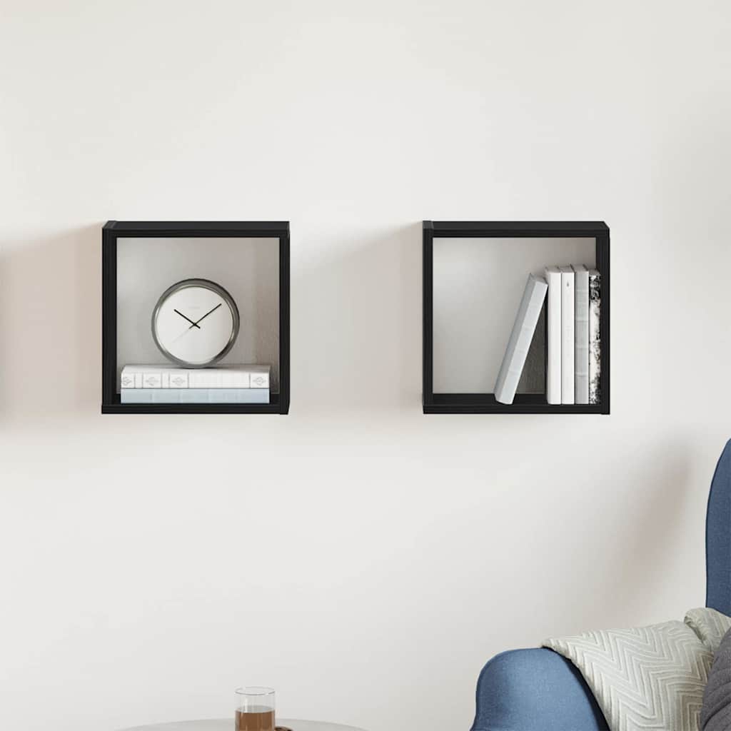 Mensole Parete a Cubo 2 pz Rovere Nero 30x15x30 cm Truciolato | homemem39