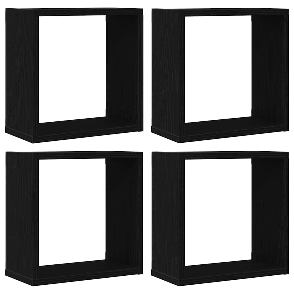 Mensole Parete Cubo 4 pz Rovere Nero 30x15x30 cm Truciolato | homemem39