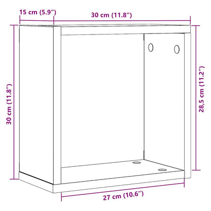 Mensole Parete Cubo 4 pz Rovere Nero 30x15x30 cm Truciolato | homemem39