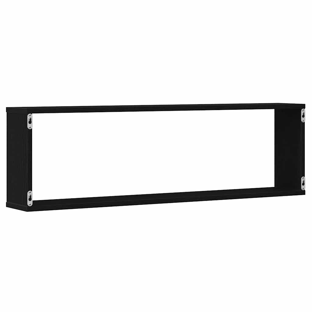 Mensole Parete Cubo 2 pz Rovere Nero 100x15x30 cm Multistrato | homemem39