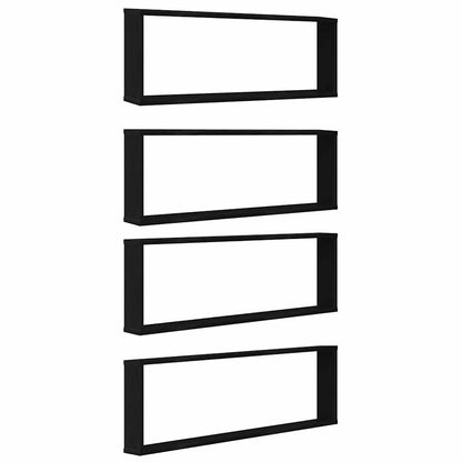 Mensole Parete Cubo 4 pz Rovere Nero 100x15x30 cm Multistrato | homemem39