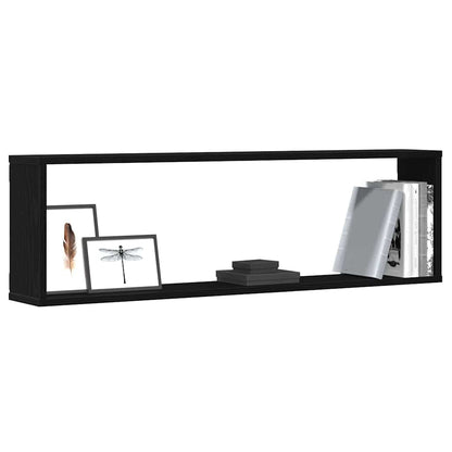 Mensole Parete Cubo 4 pz Rovere Nero 100x15x30 cm