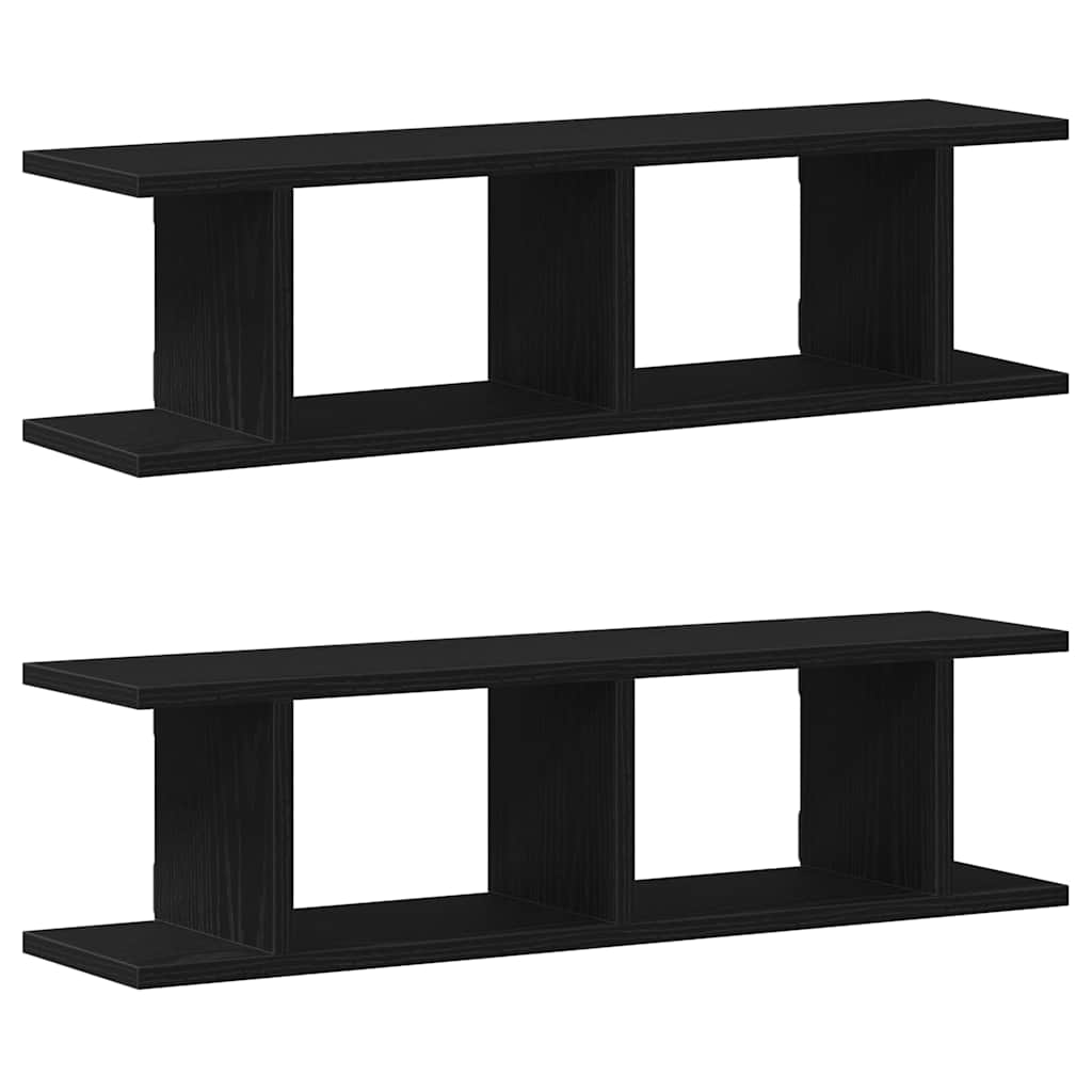 Mensole da Parete 2 pz Rovere Nero 75x18x20 cm in Truciolato | homemem39