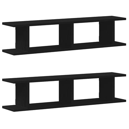 Mensole da Parete 2 pz Rovere Nero 90x18x20 cm in Truciolato | homemem39