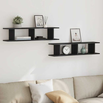 Mensole da Parete 2 pz Rovere Nero 90x18x20 cm in Truciolato | homemem39