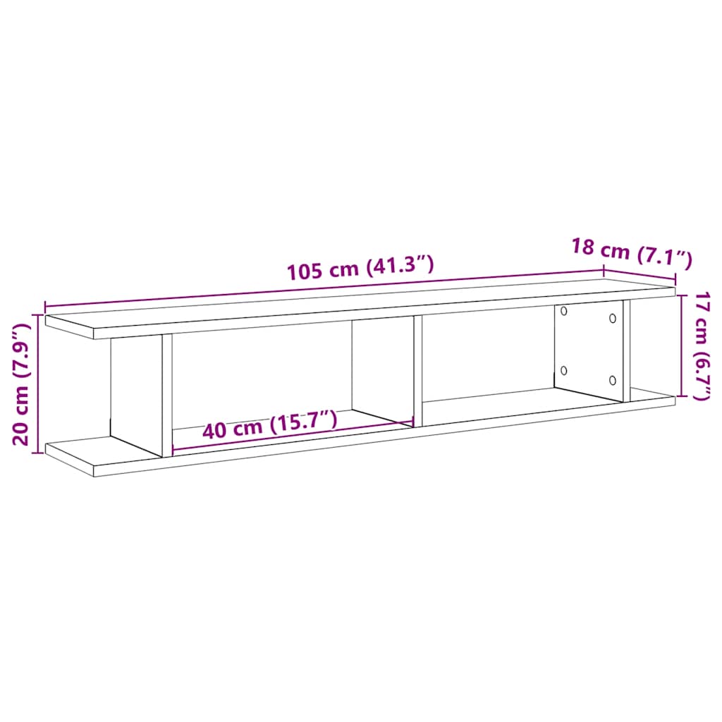 Mensole da Parete 2 pz Rovere Nero 105x18x20 cm in Truciolato | homemem39