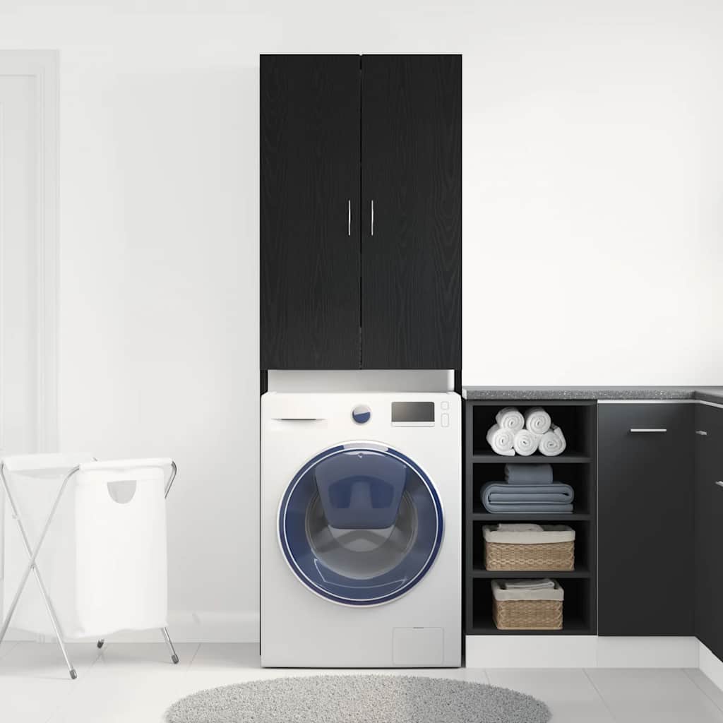Mobile per Lavatrice Rovere Nero 64x25,5x190 cm | homemem39