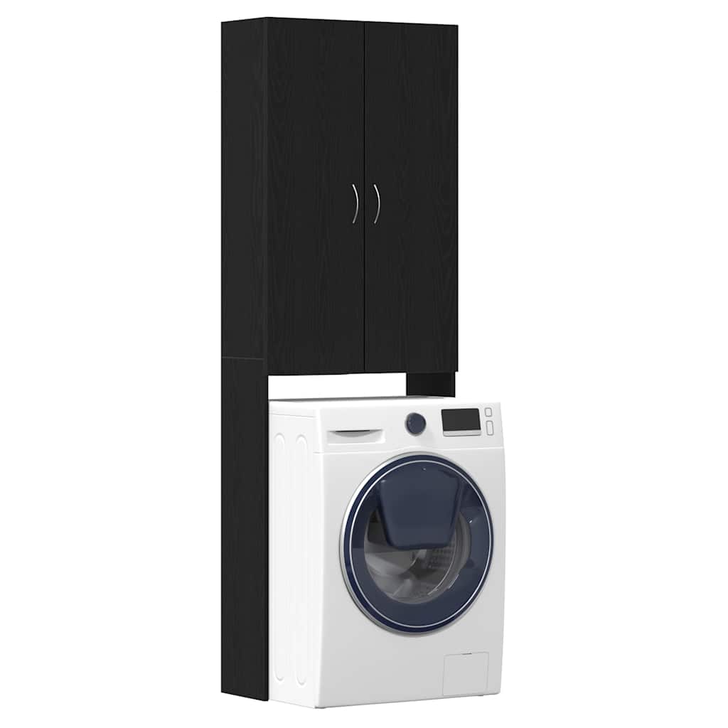 Mobile per Lavatrice Rovere Nero 64x25,5x190 cm
