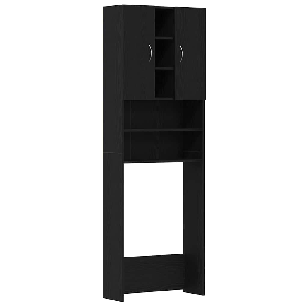 Mobile per Lavatrice Rovere Nero 64x25,5x190 cm | homemem39