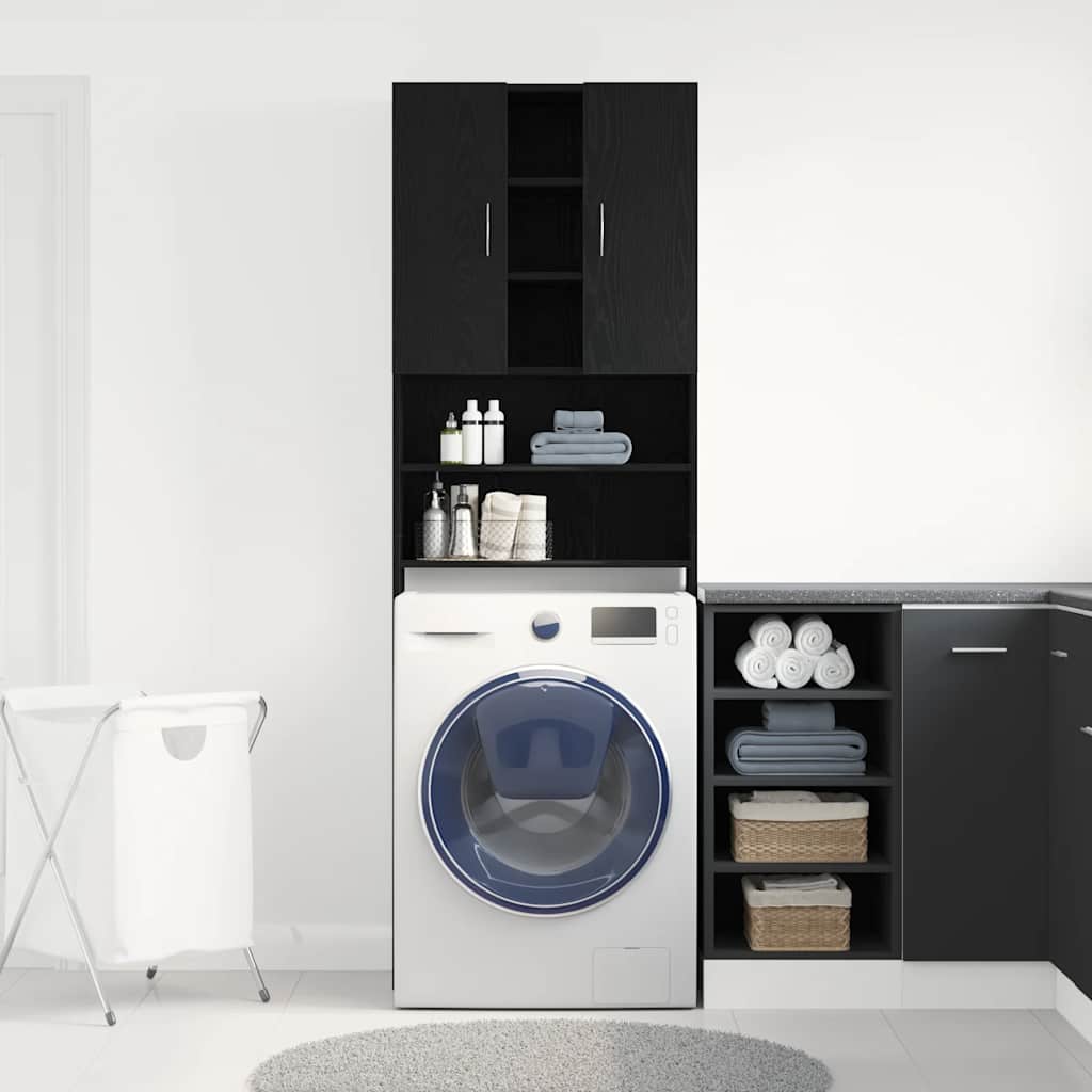 Mobile per Lavatrice Rovere Nero 64x25,5x190 cm | homemem39