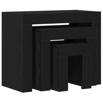 Tavoli da annidamento 3 pcs Rovere Nero Legno multistrato