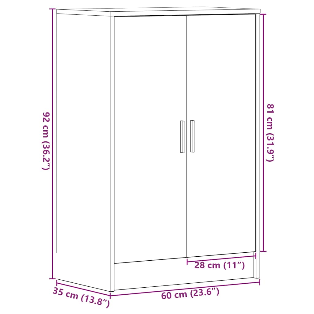 Scarpiera Rovere Rovere Nero 60x35x92 cm in Legno Multistrato - homemem39