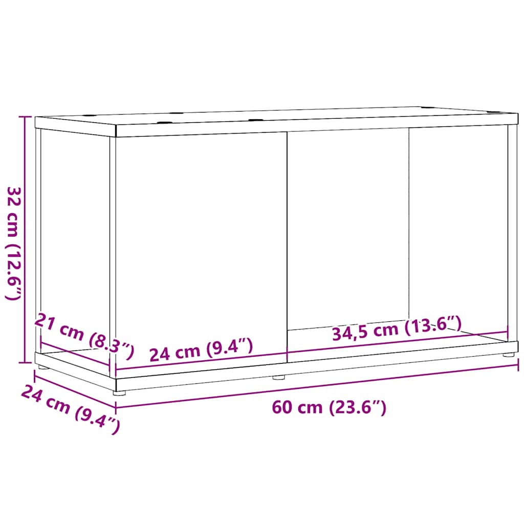 Mobile Porta TV Rovere Nero 60x24x32 cm in Legno Multistrato | homemem39