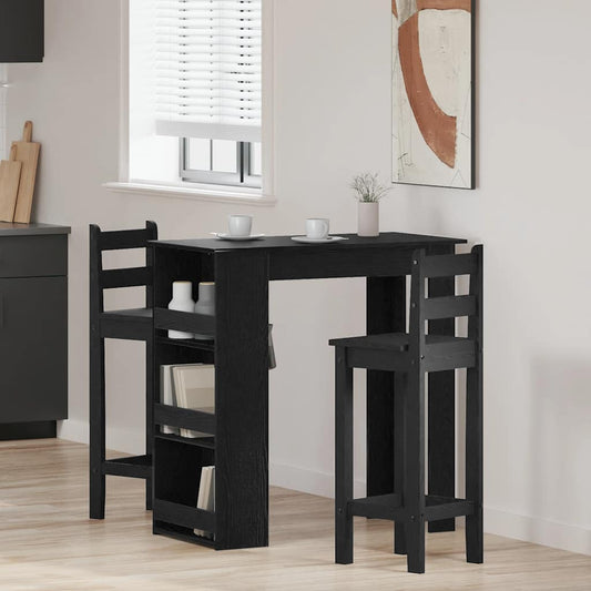 Tavolo da Bar con Ripiani Rovere Nero 102x50x103,5cm Truciolato