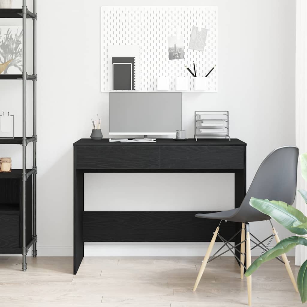 Scrivania Rovere Nero 101x50x76,5 cm in Legno Multistrato | homemem39