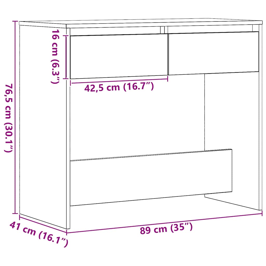 Tavolino Consolle Rovere Nero 89x41x76,5cm Legno Multistrato | homemem39