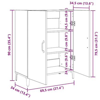 Credenza Rovere Nero 69,5x34x90 cm in Legno Multistrato - homemem39