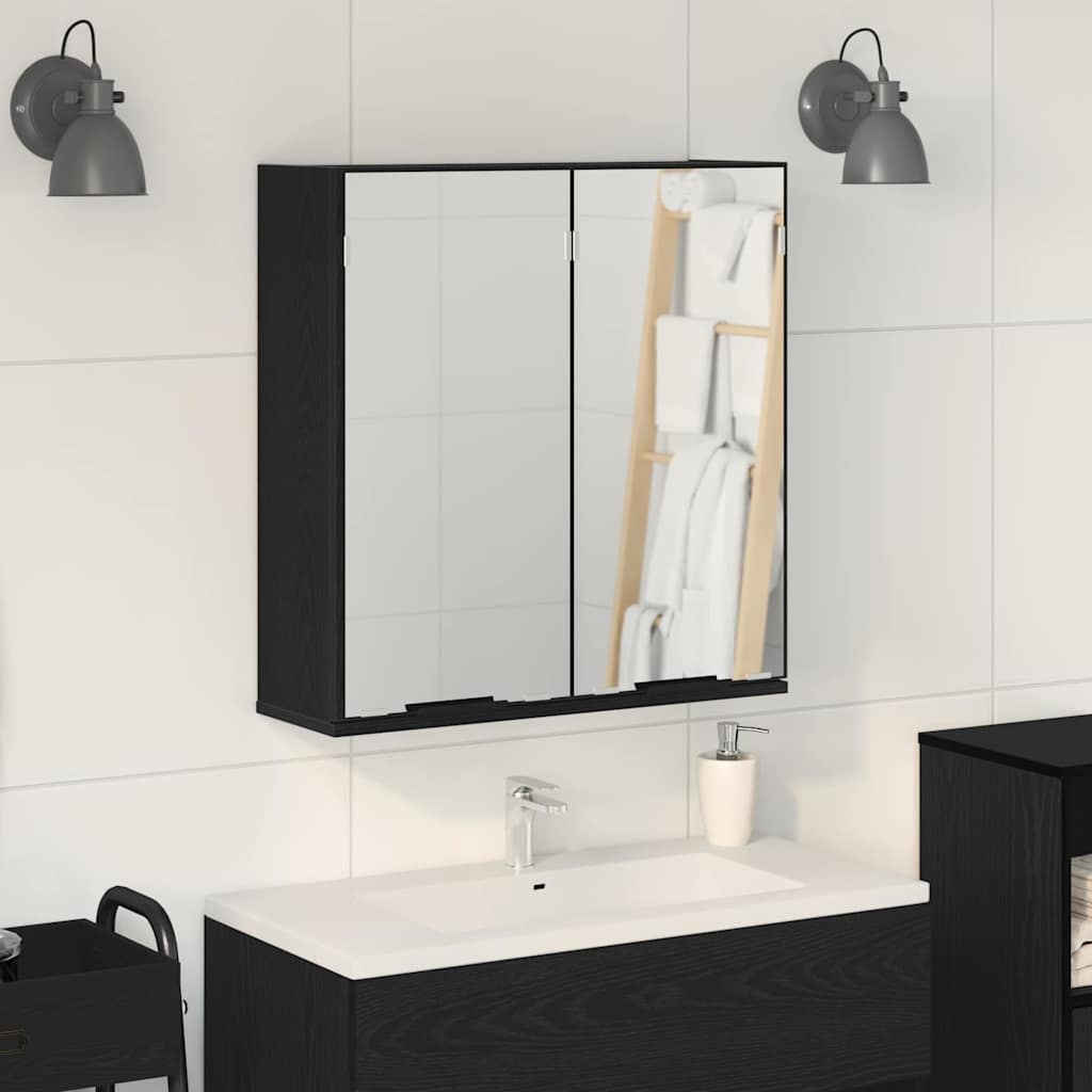 Mobiletto per specchio con porta Rovere Nero 64 x 20 x 67 cm | homemem39