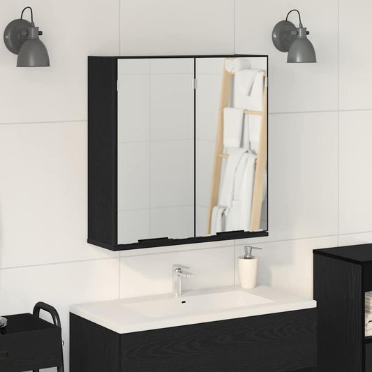 Mobiletto per specchio con porta Rovere Nero 64 x 20 x 67 cm | homemem39