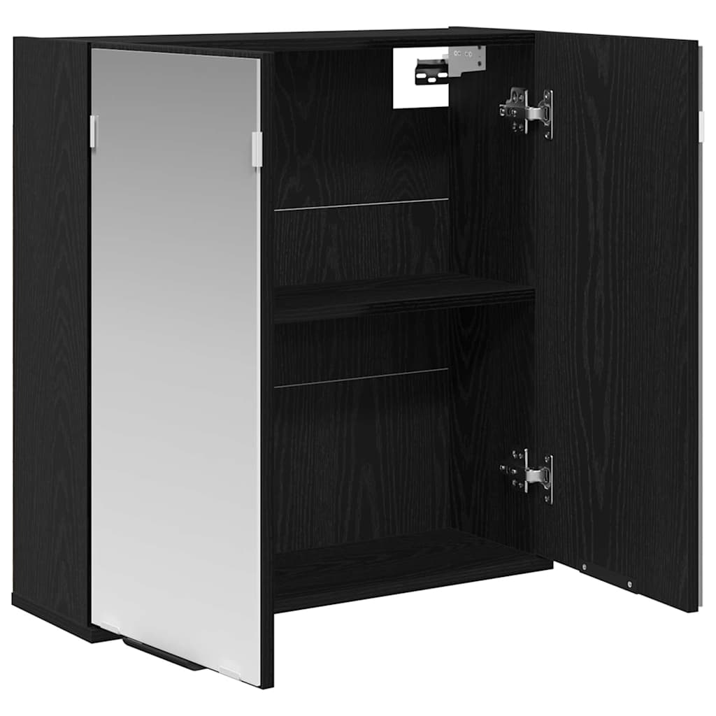 Mobiletto per specchio con porta Rovere Nero 64 x 20 x 67 cm | homemem39
