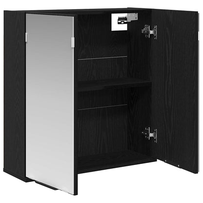 Mobiletto per specchio con porta Rovere Nero 64 x 20 x 67 cm | homemem39