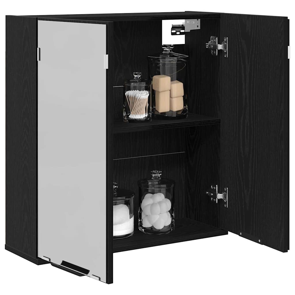 Mobiletto per specchio con porta Rovere Nero 64 x 20 x 67 cm | homemem39