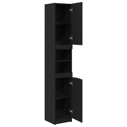 Mobile da Bagno con lo scaffale Rovere nero 32 x 34 x 188,5 cm