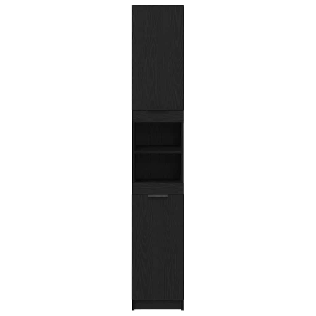 Mobile da Bagno con lo scaffale Rovere nero 32 x 34 x 188,5 cm