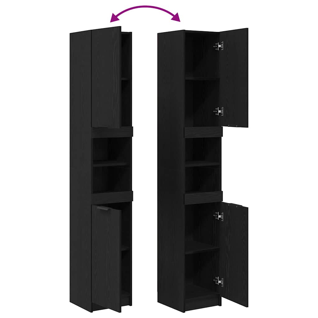 Mobile da Bagno con lo scaffale Rovere nero 32 x 34 x 188,5 cm