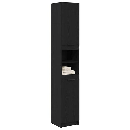 Mobile da Bagno con lo scaffale Rovere nero 32 x 34 x 188,5 cm | homemem39